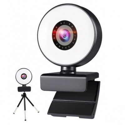 Webcam 2k avec Trépied lumière USB2.0 pour PC portable
