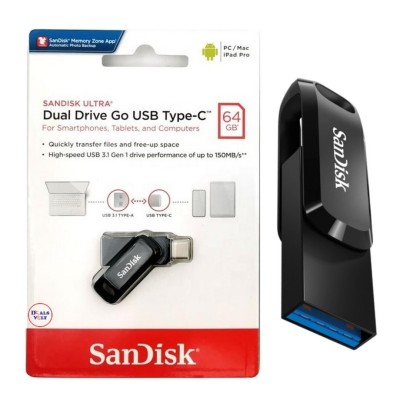 FLASH DISQUE SANDISK 64GO USB TYPE C ULTRA DUAL DRIVE GO