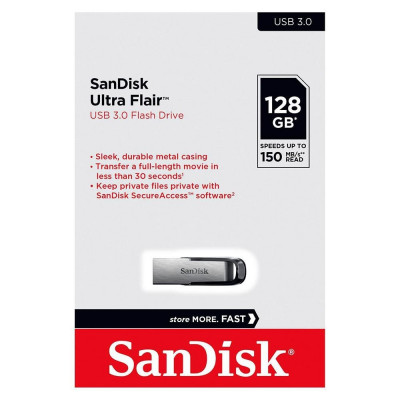 SANDISK ULTRA FLAIR 128GB USB 3.0 SPEEDS UP TO 150 MB/s