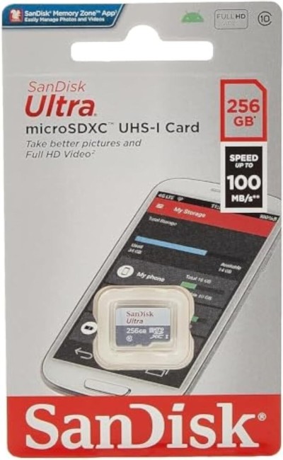CARTE MEMOIRE SANDISK ULTRA 256GB MICRO SDXC UHS-I SPEED UP TO 100MB/S WITHOUT ADAPTER