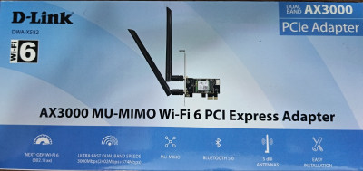 Carte Réseau WiFi 6 PCI Express Double Bande Sans Fil AX3000 DWA-X582 D-Link