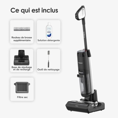 TINECO Aspirateur balai laveur Floor One S7 Flashdry Pet -40 min AUTONOMIE -auto nettoyage-écran LCD