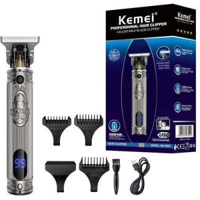 Kemei Tondeuse A Cheveux Finition 0 Mm - 1200 Mah - 700H Puissance 10 W - Lcd - Silver