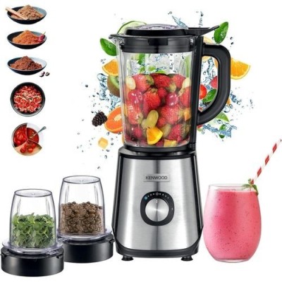 Kenwood Blender verre 1000W, 1.5L broyeur, hachoir et fonction glace  - Blm45.720SS- 2 vitesses-inox