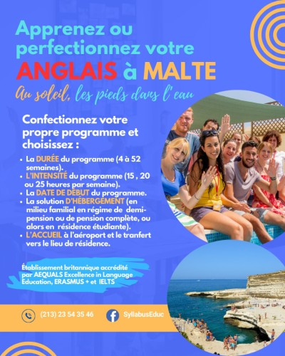 APPRENEZ OU PERFECTIONNEZ VOTRE ANGLAIS A MALTE  