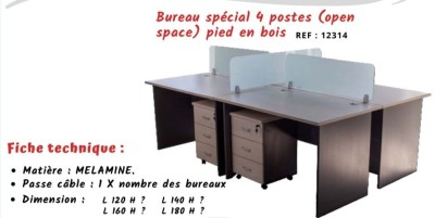 BUREAU 04 POSTES OU 03 POSTES ( Open space )