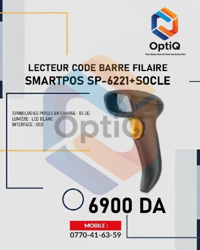 LECTEUR CODE BARRE FILAIRE SMARTPOS SP-6221+SOCLE