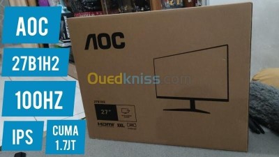ECRAN AOC 27B1H2 ULTRA SLIM - 27 FHD - 100HZ - 1MS - IPS - LOW BLUE -FLIKER FREE - HDMI -VGA -NOIR 
