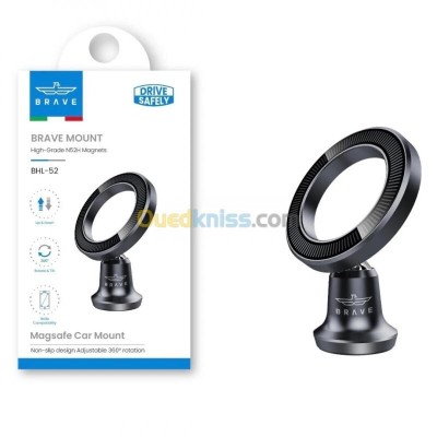 BRAVE MOUNT BHL-52 - SUPPORT MAGNÉTIQUE POUR TÉLÉPHONE DE VOITURE - FLEXIBLE - FORTE FORCE - NOIR