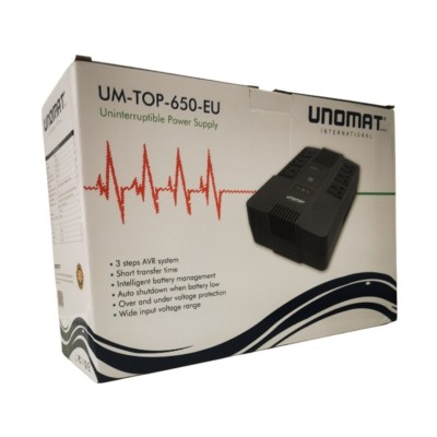 UNOMAT UM-TOP-650-EU - ONDULEUR 600VA - 360W - PRISES FR SCHUKO - AVR SYSTEM - BLACK