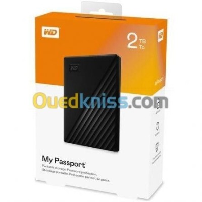 WD MY PASSPORT 2 TB - Disque Dur Externe USB 3.2 - Noir -