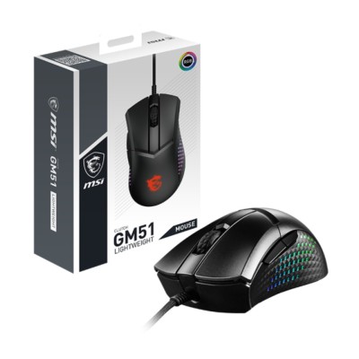 MSI CLUTCH GM51 LIGHTWEIGHT - SOURIS GAMING - 8 BOUTONS - CAPTEUR 26 000 DPI - RGB - NOIR