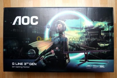 ECRAN AOC U34G3X ULTRAWIDE - 34 INCH - IPS 144HZ - WQHD - HDR10 - 1MS - 3440 X 1440 - FreeSync -NOIR