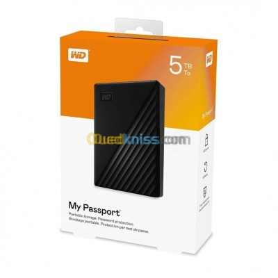 WD MY PASSPORT 5 TB - Disque Dur Externe USB 3.2 - Noir - 