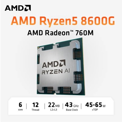 PROCESSEUR AMD RYZEN 5 8600G - 6 CORE - 12 THREADS - 4.3 GHZ - SOCKET AM5 - CACHE 22MO - TRY