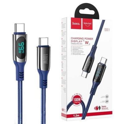 Cable Data and charge HOCO S51 100W avec afficheur Type-C to Type-C