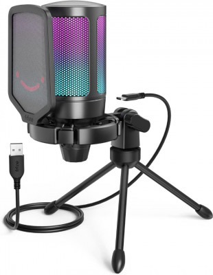 MICROPHONE FIFINE A6V RGB USB FOR STREAMING / PODCASTING WHITE PROMO