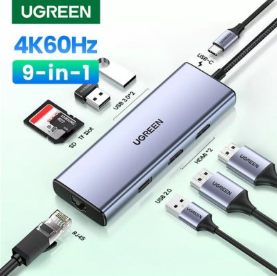 UGREEN 9 IN 1 USB TYPE-C 4K 60HZ / USB 3.2 / SD CARD / USB TYPE-C / RJ45 / AUDIO