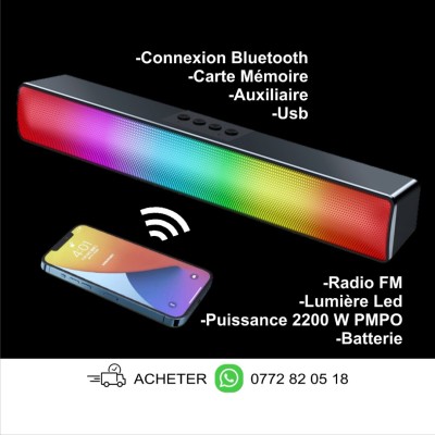 Haut parleur bluetooth / Baffle /2200 W PMPO/ RADIO FM / LUMIÈRE LED/ BATTERIE/CARTE MÉMOIRE/USB BAF