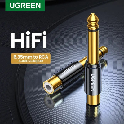 chaines-hifi-ugreen-adaptateur-rca-vers-jack-ts-mono-connecteur-audio-en-cuivre-pur-plaque-or-65mm-birtouta-alger-algerie