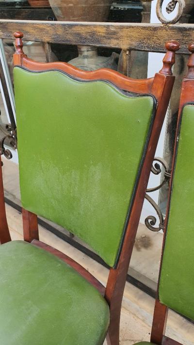 4 chaises vintage très fines bois et skaï LIQUIDATION