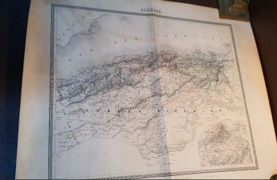 antiquites-collections-ancienne-carte-geographique-dalgerie-gravure-a-la-taille-douce-publie-par-furne-paris-staoueli-alger-algerie
