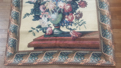 Ancienne Tapisserie murale décor florale 