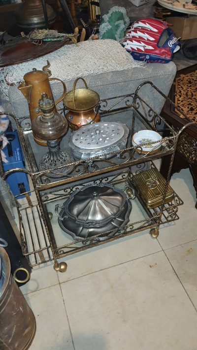 Vintage Chariot Desserte en fer forgé couleur bronze LIQUIDATION