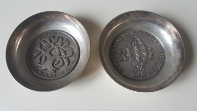 2 coupelles françaises de collection en métal argenté des années 70's et 80's 