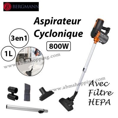 Aspirateur Cyclonique 800W 1L 3en1 | Bergmann