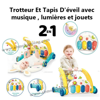 Trotteur Et Tapis D éveil avec musique , lumières et jouets 2en1