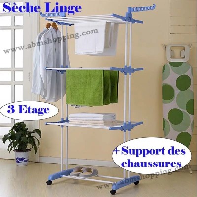 Sèche Linge 3 Etage Avec Support des chaussures Intégré en Acier Inoxydable (F) 