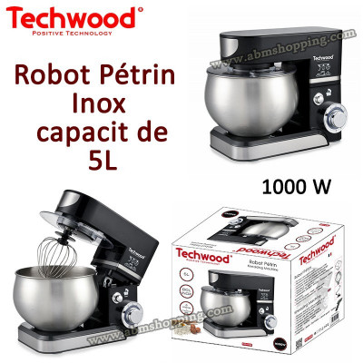 Robot, Pétrin Inox 1000 W 5 Litres _ Techwood