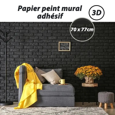 Papier peint mural adhésif 3D noir 70x77cm
