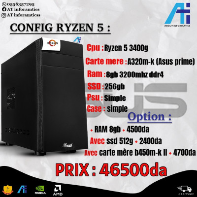 Config pc AMD ryzen 5 3400G / A320 asus