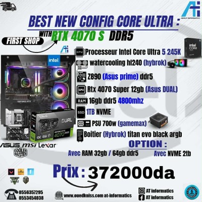 CONFIG PC GAMING INTEL CORE ULTRA 5 245K AVEC RTX 4070 SUPER 12GB ASUS DUAL