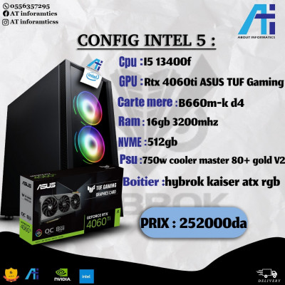 Config pc Intel core i5 13400f/RTX 4060ti ASUS TUF Gaming 