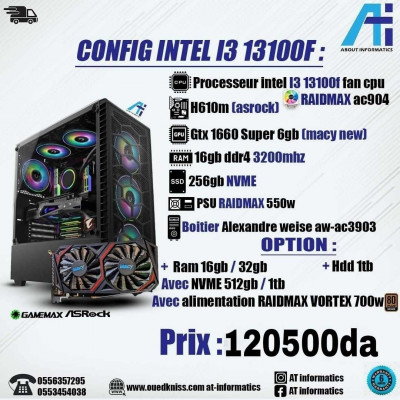 CONFIG PC GAMING I3 13100F / GTX 1660 SUPER 6GB NEW