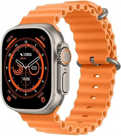 smart-watchs-hm77-ultra-watch-silver-case-and-orange-strap-draria-alger-algerie