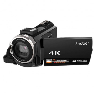 Andoer 4K 1080P 48MP WiFi Caméra vidéo numérique Caméscope Enregistreur avec écran tactile 3 pouces