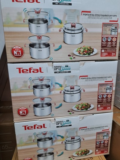 KIT TEFAL OPTI SPACE INOX TOUS FEUX INDUCTION 2.1L 18CM 3L 20CM