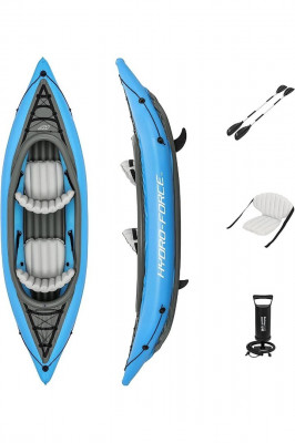 Kayak Gonflable 2 Personnes Avec 2 Pagaies Avec Pompe À Air Hydro-Force