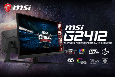 MSI G2412 24" Gaming Monitor, FHD, IPS, 1ms, 170Hz, FreeSync Premium