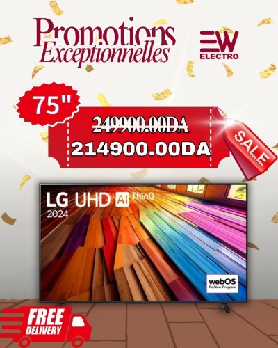 UHD AI UT80 4K TV | 75 pouces | Télécommande magique AI | HDR 10 | webOS 24 | 2024