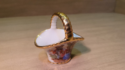 Mini panier et mini soufflet de cheminé en Porcelaine de Limoges 