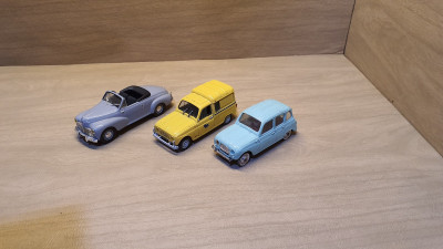 antiquites-collections-voiture-miniature-norev-peugeot-203-fourgonnette-r4-la-poste-renault-4l-made-in-france-staoueli-alger-algerie