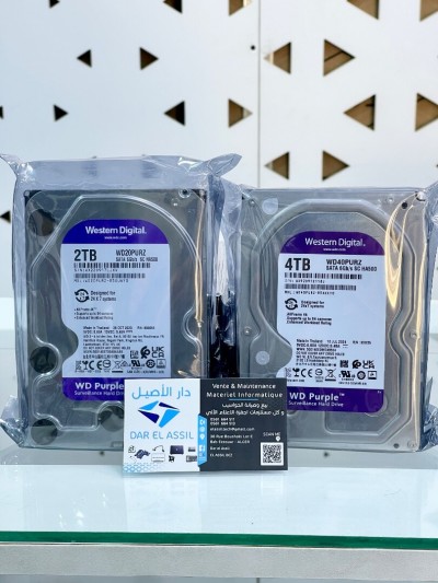 Disque Dur Caméra Surveillance DVR 2TB et 4TB 3.5' Western Digital Purple