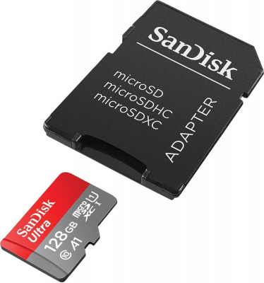 SanDisk Carte Mémoire MicroSDXC Ultra 128 Go  Adaptateur SD, Vitesse de Lecture Jusqu'à 100MB/S