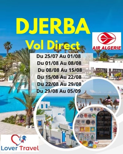 رحلة-سياحية-voyage-organise-djerba-vol-direct-juillet-aout-بئر-مراد-رايس-الجزائر