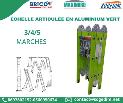 ÉCHELLE ARTICULÉE EN ALUMINIUM VERTE   Disponible en 3, 4 ou 5 marches  